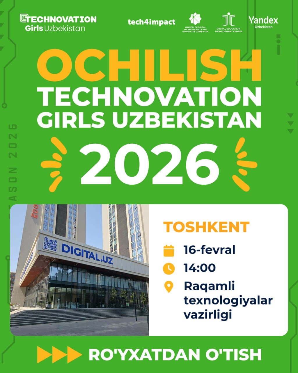 Стартует новый сезон “Technovation Girls Uzbekistan 2026”!