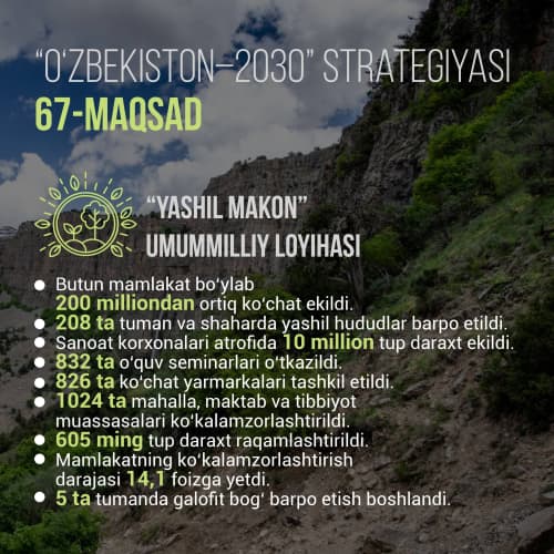 "Yashil makon" loyihasini mamlakat barqaror rivojlanishining asosi sifatida kengaytirish